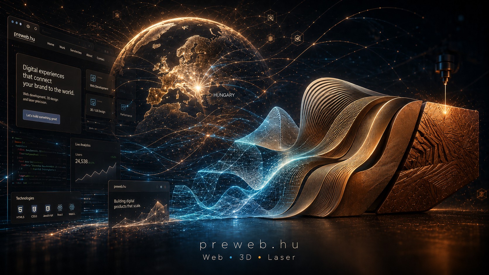 preweb.hu - Web • 3D • Laser | Digitális élmények, webfejlesztés, 3D design és lézer precizitás